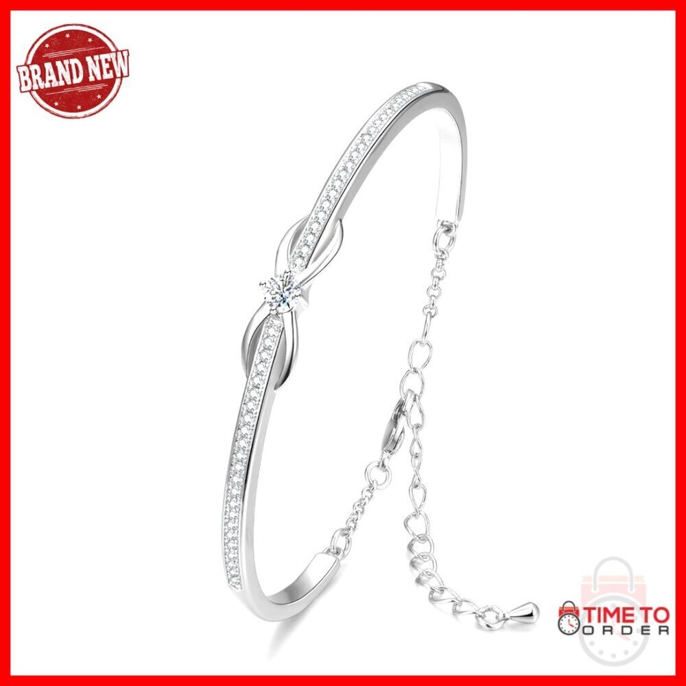 Infinity Symbol Bracelet White Gold Plated Cubic Zirconia Adjustable Lobster